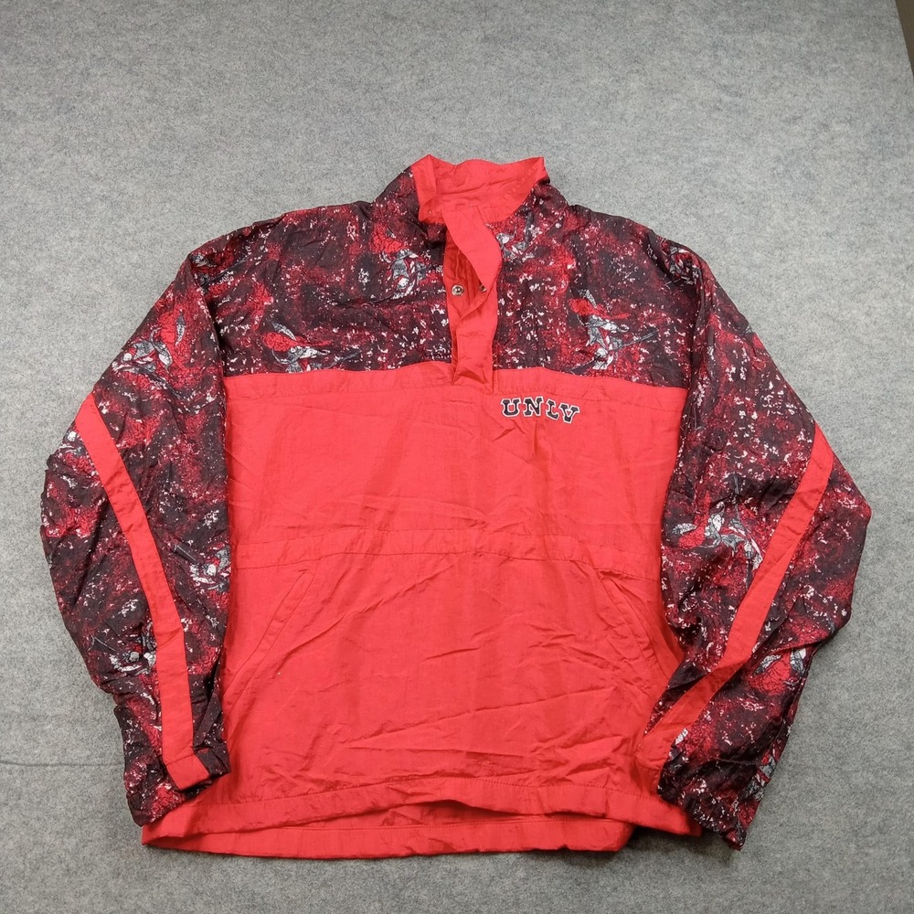 Vintage UNLV Runnin' Rebels Jacket Mens XL Red NCAA Basketball Apex One Pullover